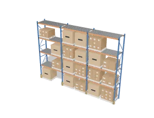 Pallet racking run, 3 bays