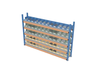 Longspan shelving, bins