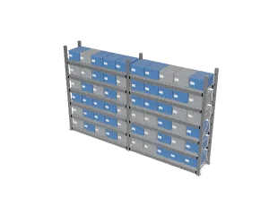 Longspan shelving, totes