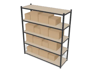 Boltless shelving, boxes