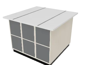 Outfeed table with cubbies