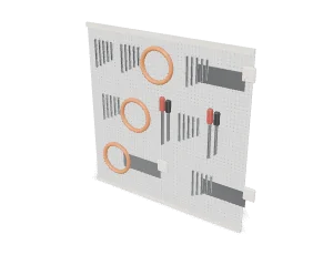 Pegboard wall with tools
