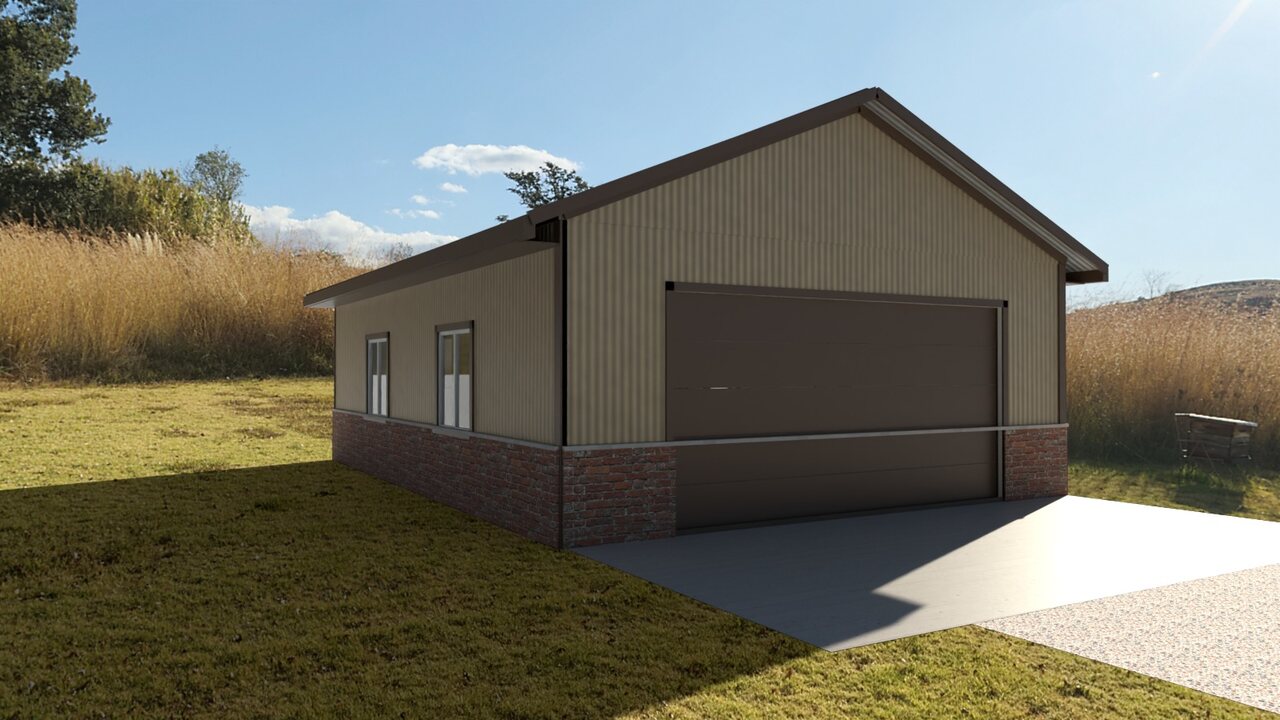 Garage conversion · den and gym, exterior, path traced